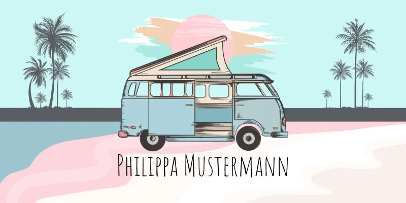 Badetuch Sommer - mit Namen personalisierbar - personalisiertes Namens-Badetuch - Strandtuch mit Wunschtext - Vanlife