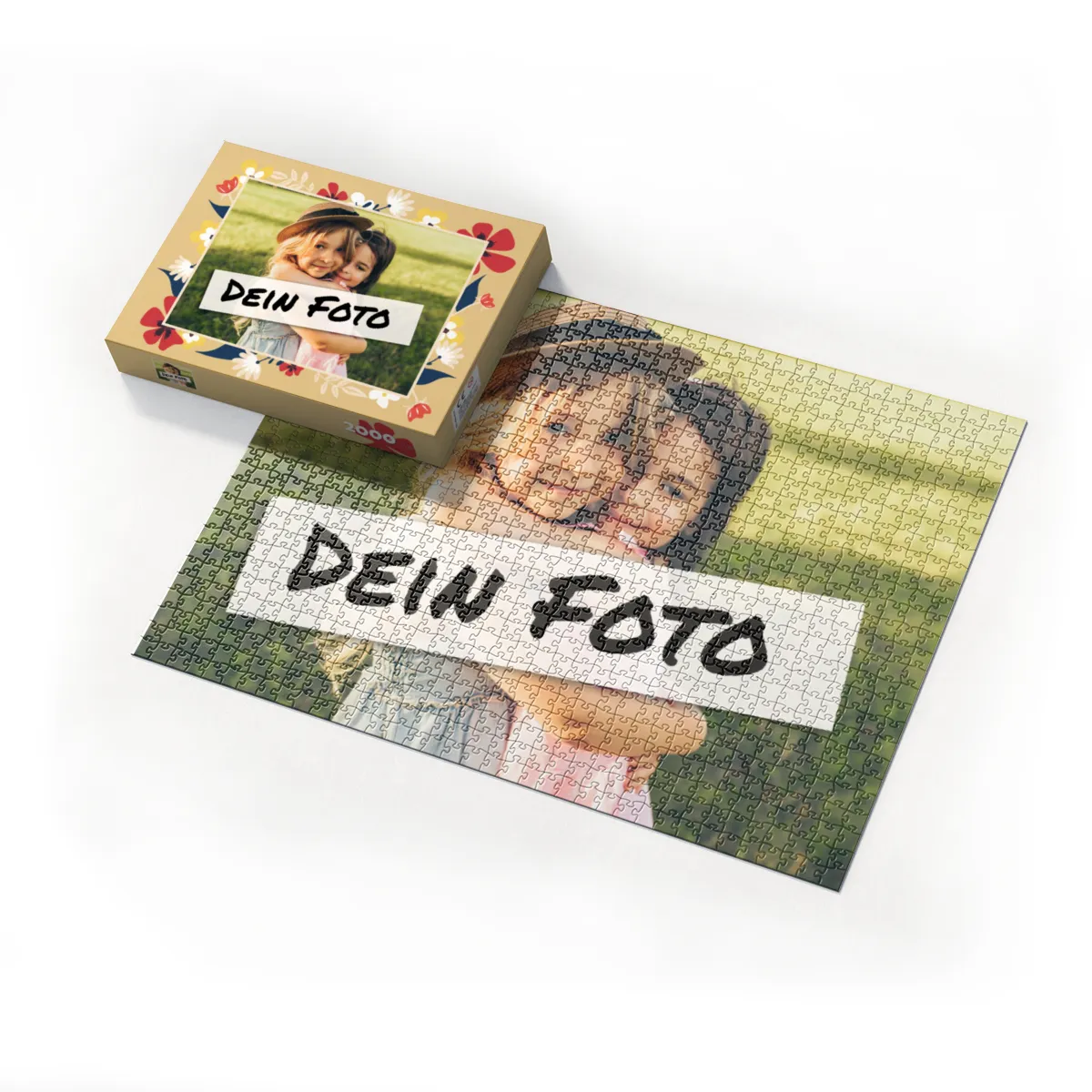 Fotopuzzle mit eigenem Bild - Puzzle selbst gestalten 2000 Teile Querformat - Schachtel Flowers - mit Foto personalisiert - Geschenk Geburtstag, Muttertag