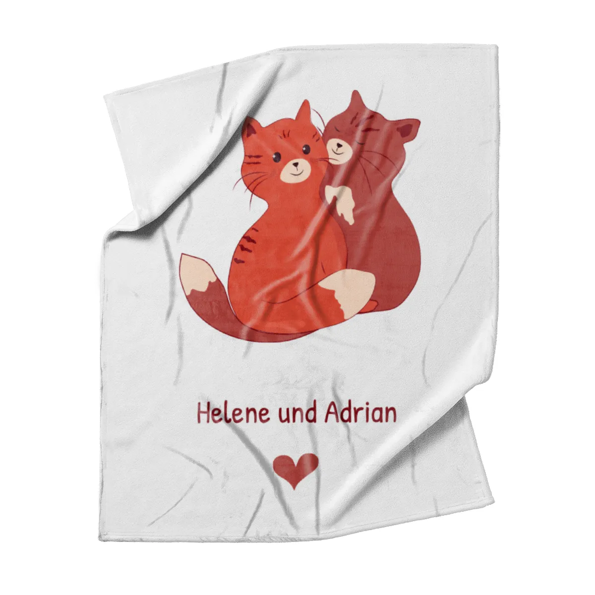 Kuscheldecke Kuschelnde Katzen - mit Namen personalisierbar - Geschenkidee für Verliebte Kuschelkatzen 140 x 200 cm