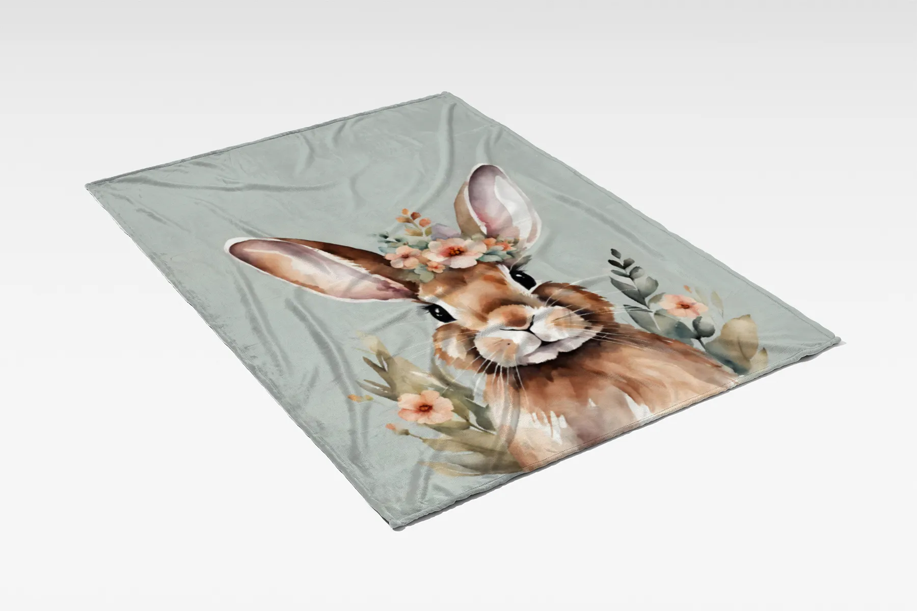 Wohndecke Hase mit Blümchen