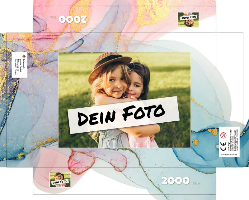 Fotopuzzle mit eigenem Bild - Puzzle selbst gestalten 1000 Teile - Schachtel Farbverlauf - mit Foto personalisiert - Geschenk Valentin, Geburtstag