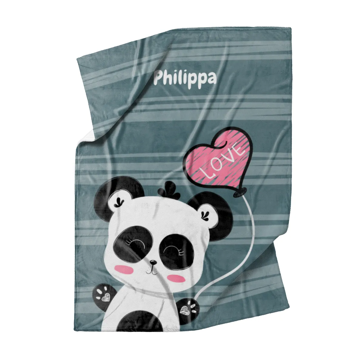 Babydecke mit Namen personalisierbar, Kuscheldecke, Namensdecke mit niedlichem Tiermotiv, Geschenkidee Geburtstag Motiv Panda Love 75 x 100 cm