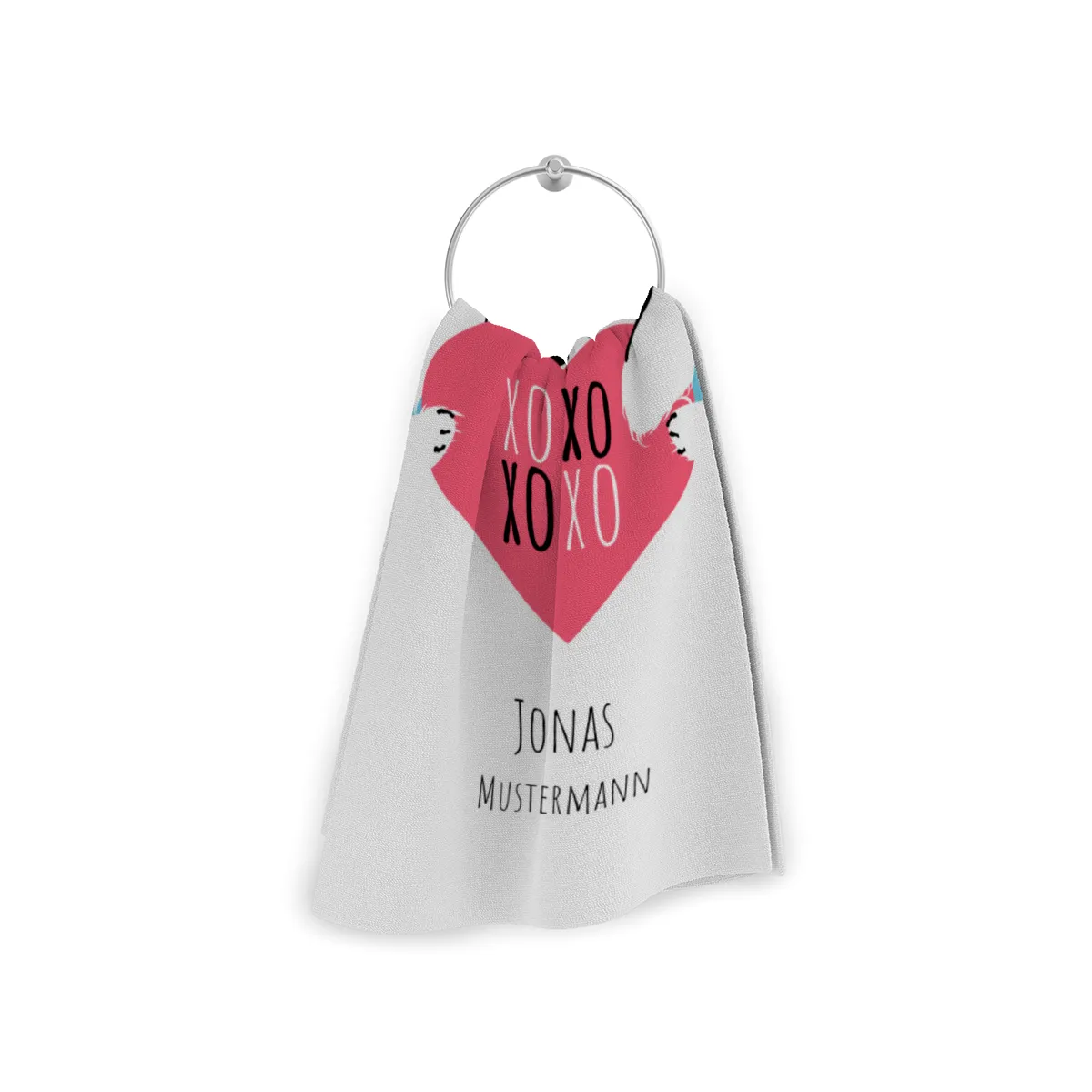 Duschtuch mit Namen personalisierbar - personalisiertes Namens-Duschtuch mit Wunschtext - XOXO Katze