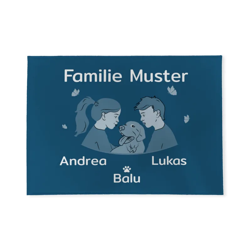 Personalisierte Fußmatte Pärchen mit Hund und Katze schwarz 70 x 50 cm