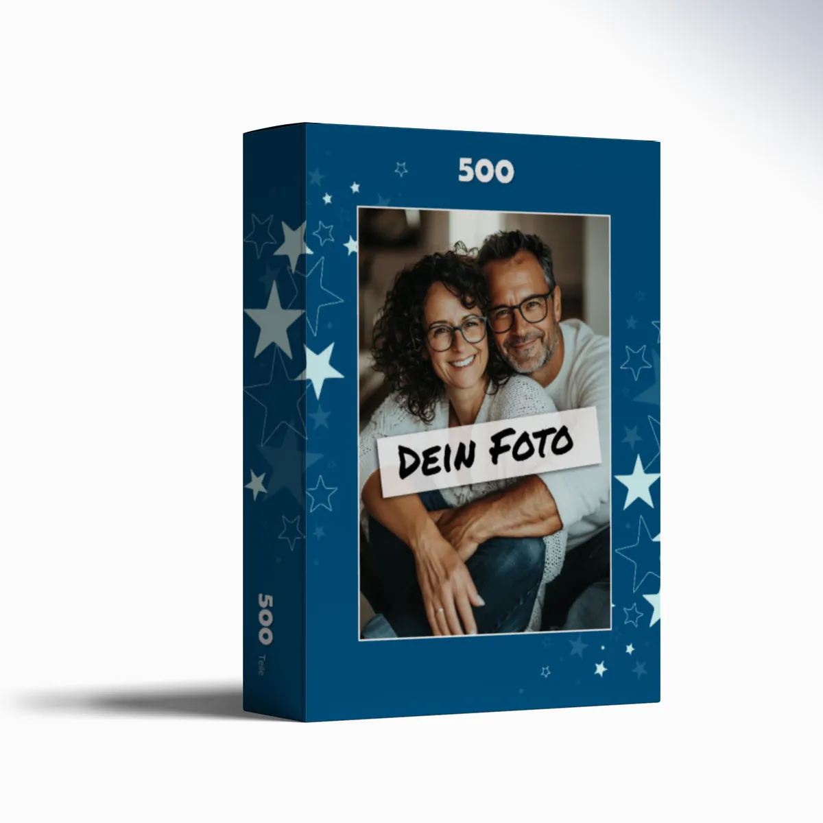 Fotopuzzle mit eigenem Bild - Puzzle selbst gestalten 1000 Teile Querformat - Schachtel Sterne - mit Foto personalisiert - Geschenk Weihnachten
