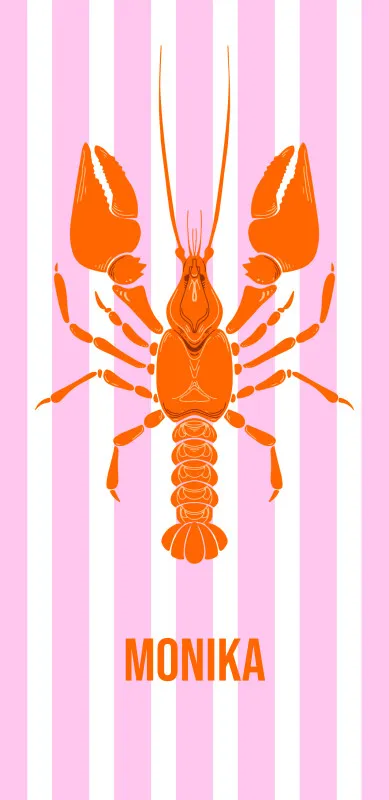 Badetuch blau gestreift mit Hummer - mit Namen personalisierbar - personalisiertes Namens-Badetuch - Strandtuch mit Wunschtext - Lobster blau