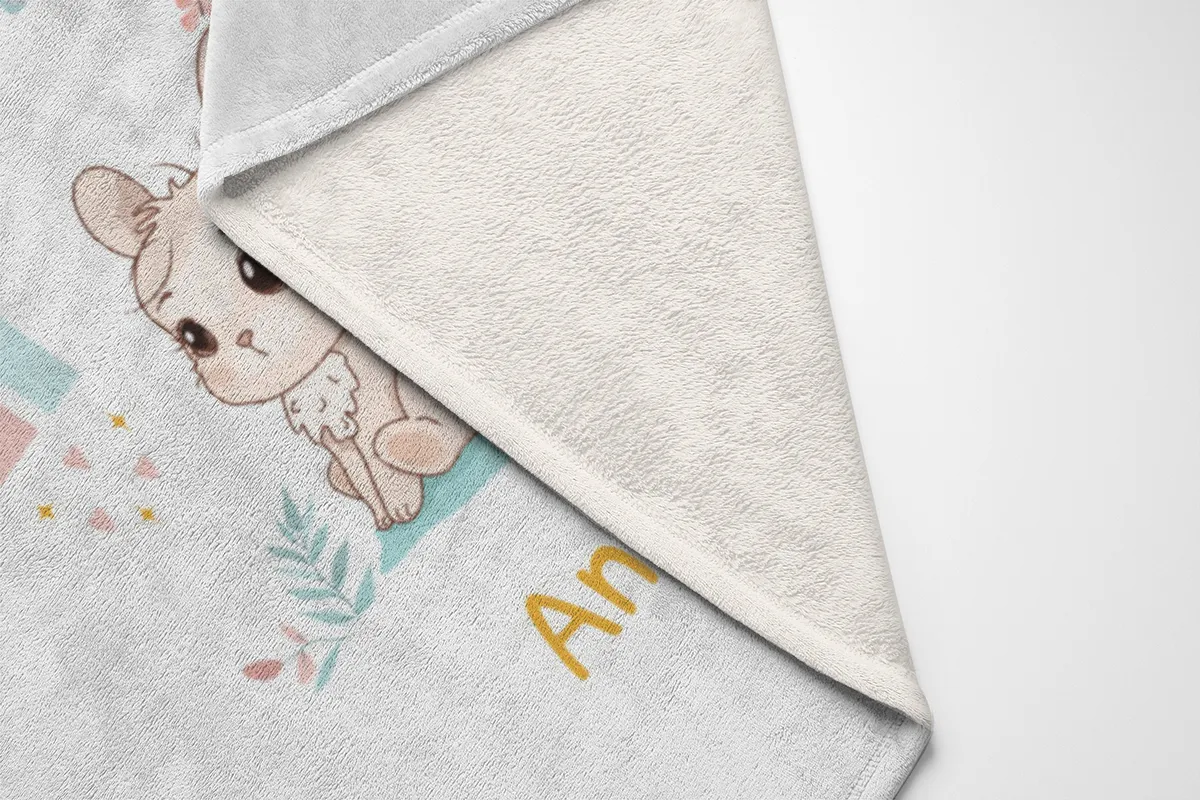 Babydecke Häschen mit Regenbogen - mit Namen personalisierbar Hase 75 x 100 cm