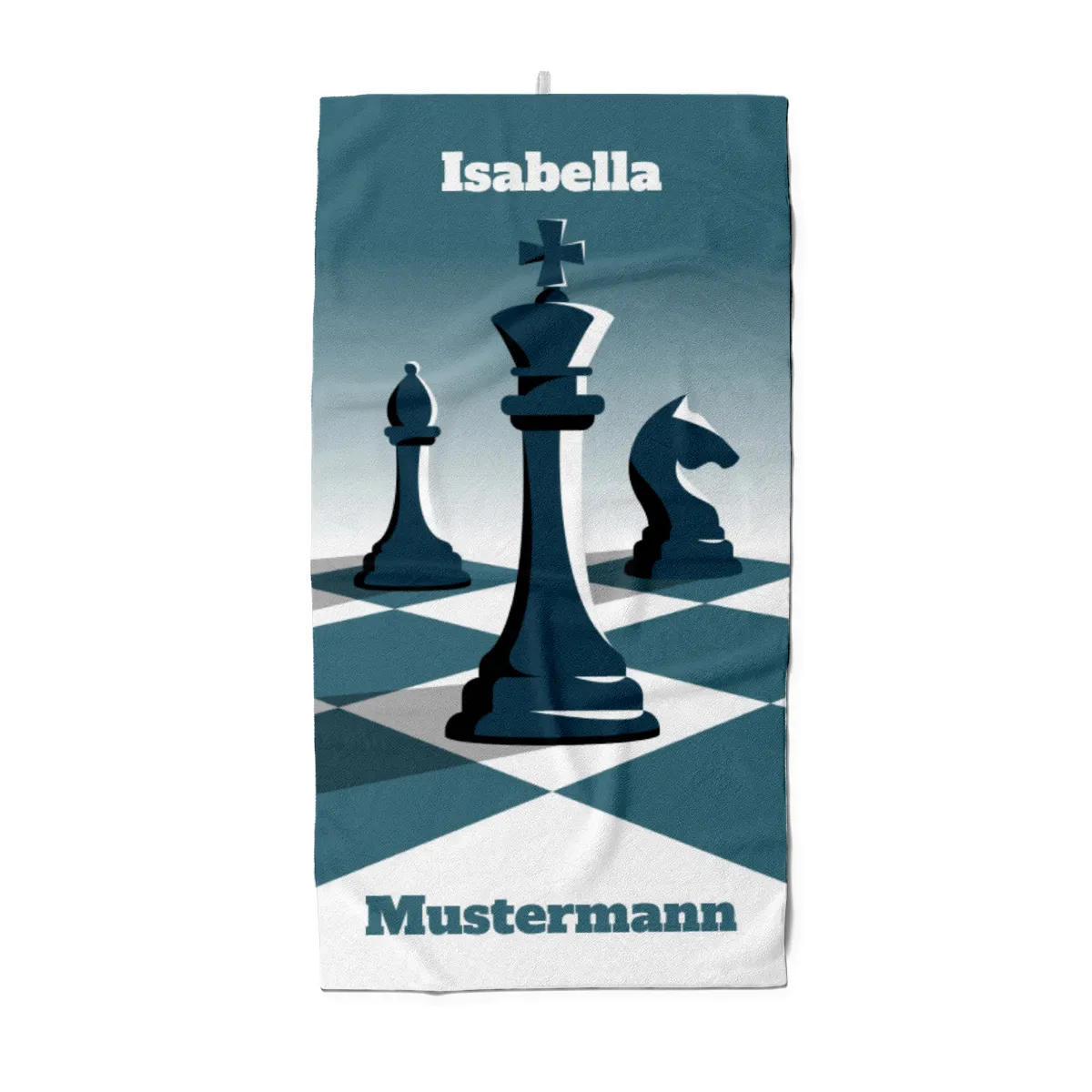 Badetuch Schach - mit Namen personalisierbar - personalisiertes Namens-Badetuch - Strandtuch mit Wunschtext - Schachfiguren König