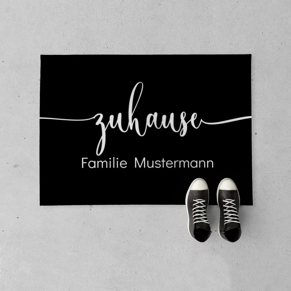 Fußmatte personalisiert - Geschenkidee für Familie, Paare, zum Einzug - Türvorleger mit Namen bedruckt - Motiv Zuhause pink 70 x 50 cm