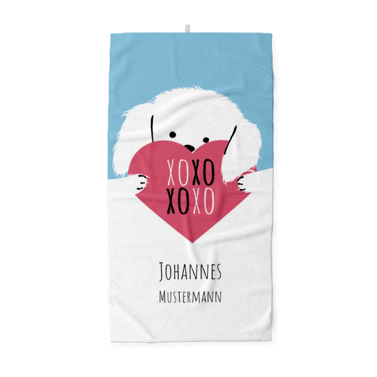 Duschtuch mit Namen personalisierbar - personalisiertes Namens-Duschtuch mit Wunschtext - XOXO Katze
