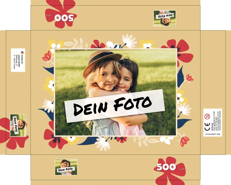 Fotopuzzle mit eigenem Bild - Puzzle selbst gestalten 2000 Teile Querformat - Schachtel Flowers - mit Foto personalisiert - Geschenk Geburtstag, Muttertag
