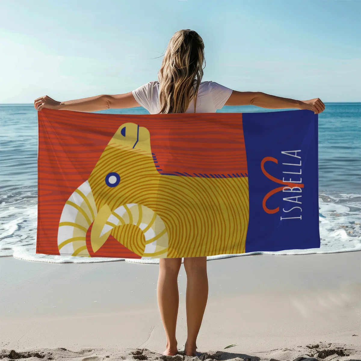 Strandtuch Sternzeichen Wassermann - mit Namen personalisierbar