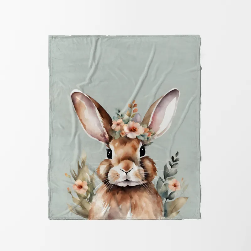 Wohndecke Hase mit Blümchen
