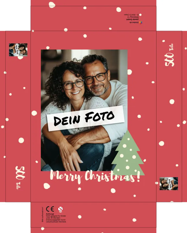 Fotopuzzle mit eigenem Bild - Fotopuzzle selbst gestalten 1000 Teile - Schachtel Merry Christmas - 1000 Teile Puzzle mit Foto - Geschenk Weihnachten MerryChristmas 1000 Teile Quer