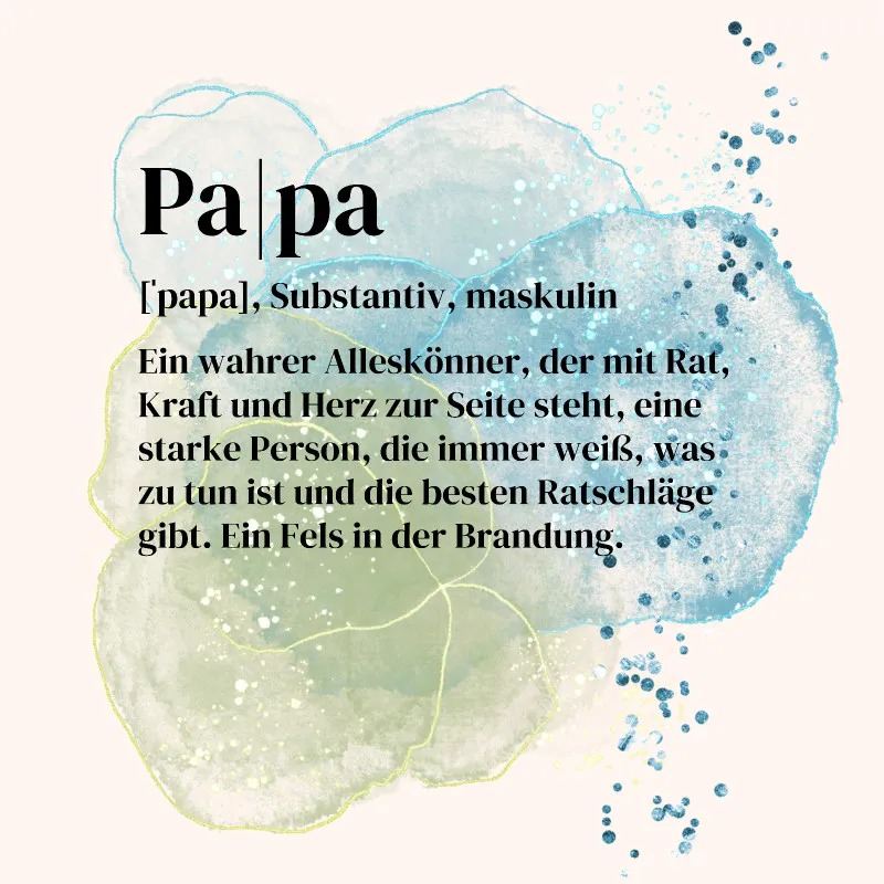 Personalisiertes Fotokissen - Vorderseite mit Foto personalisierbar - Samtkissenbezug Papa Substantiv - Geschenk Vatertag