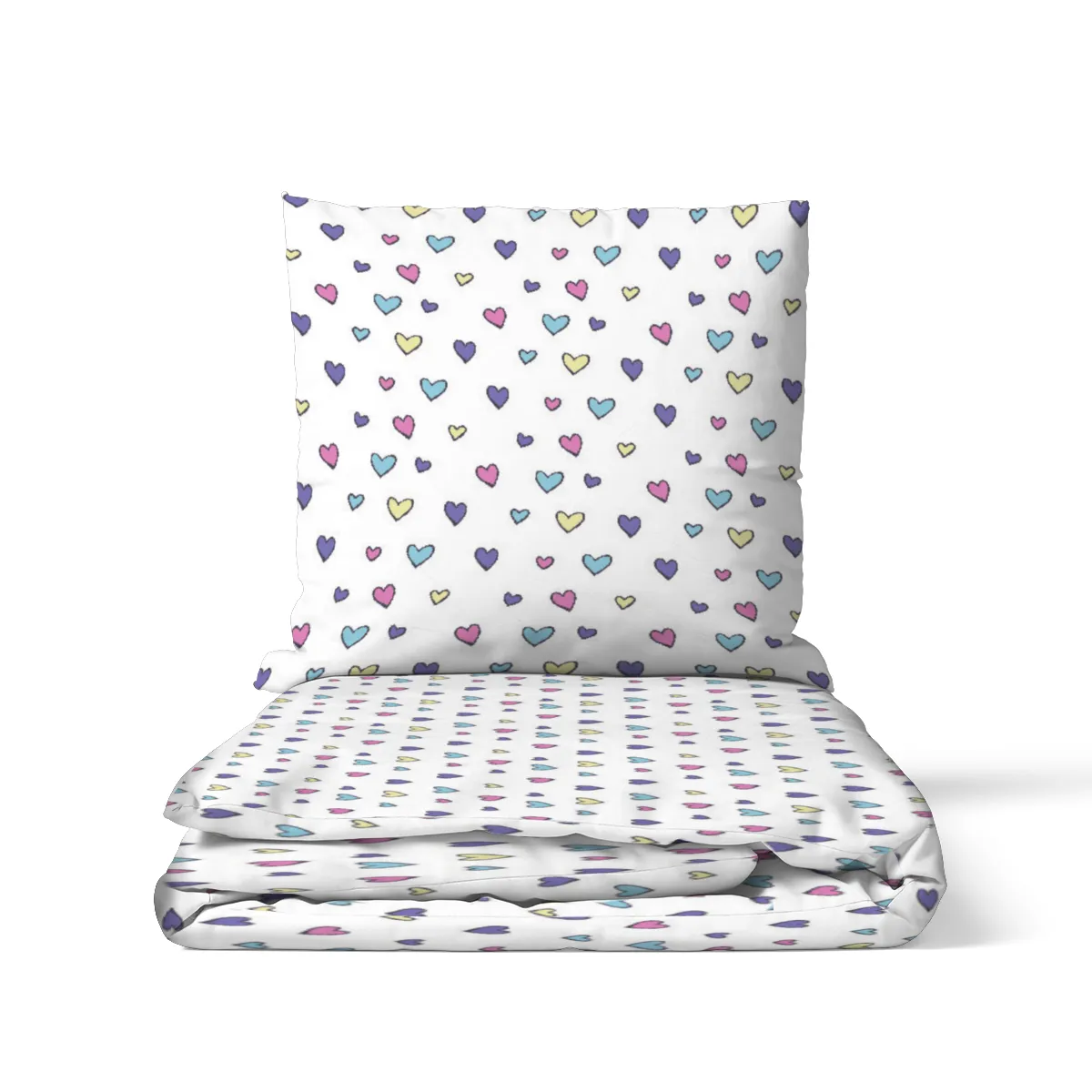 Kinderbettwäsche-Set Colorful Hearts Baumwolle