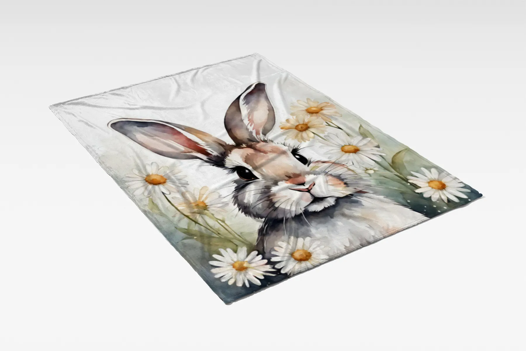 Wohndecke Häschen mit Gänseblümchen