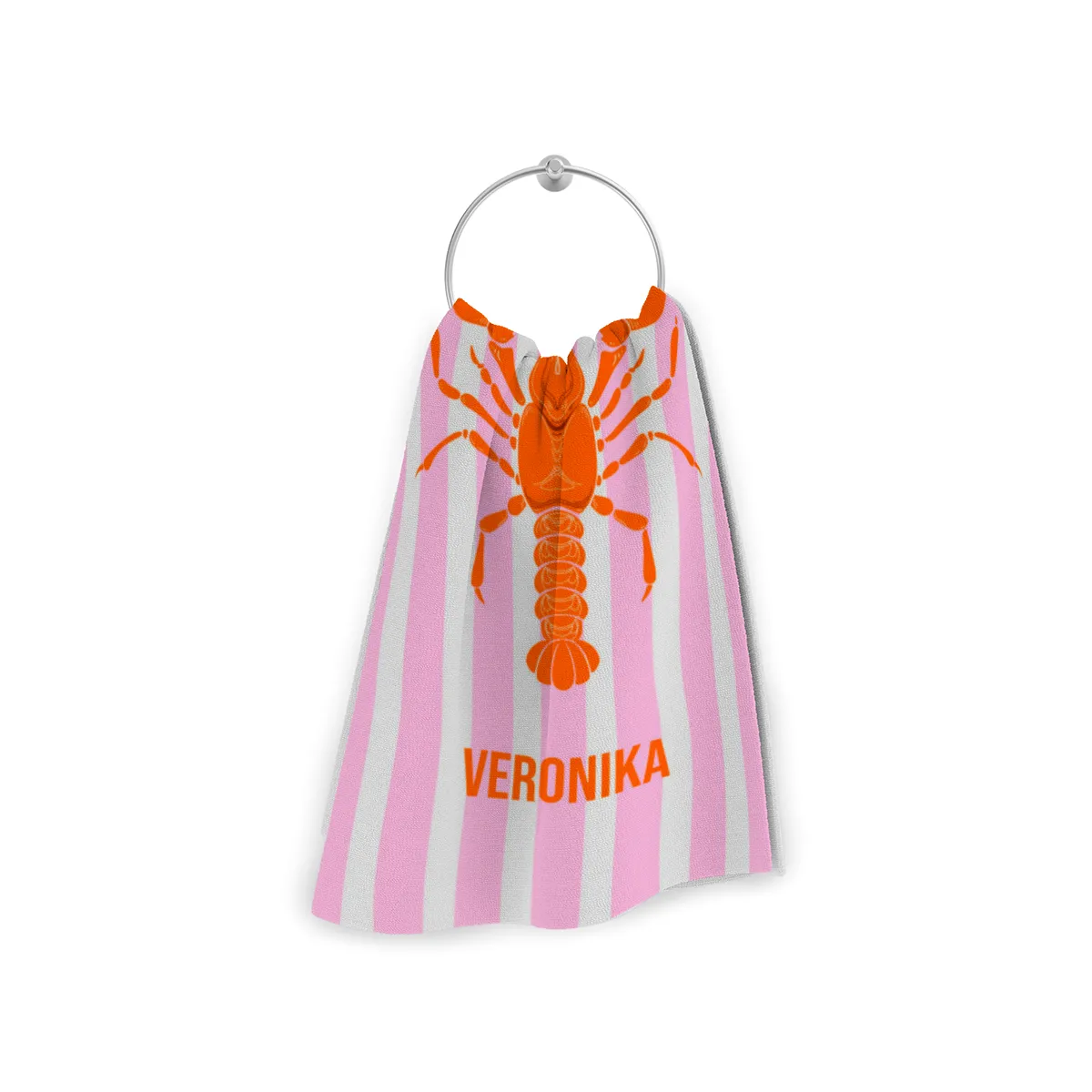 Badetuch blau gestreift mit Hummer - mit Namen personalisierbar - personalisiertes Namens-Badetuch - Strandtuch mit Wunschtext - Lobster blau