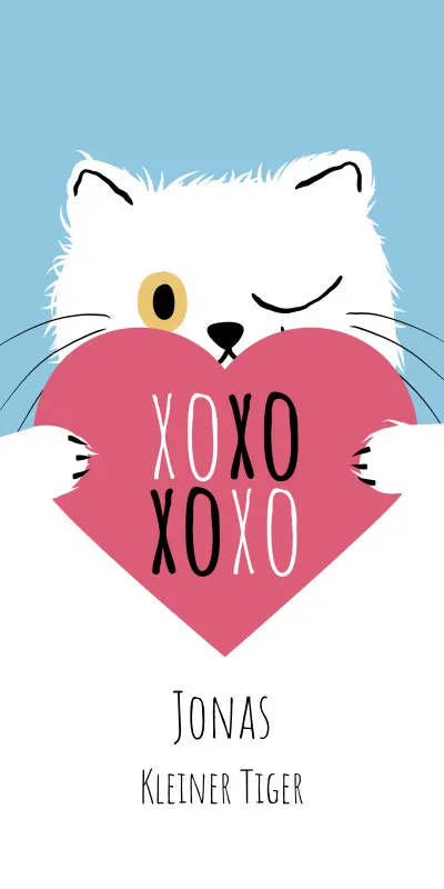 Duschtuch mit Namen personalisierbar - personalisiertes Namens-Duschtuch mit Wunschtext - XOXO Katze