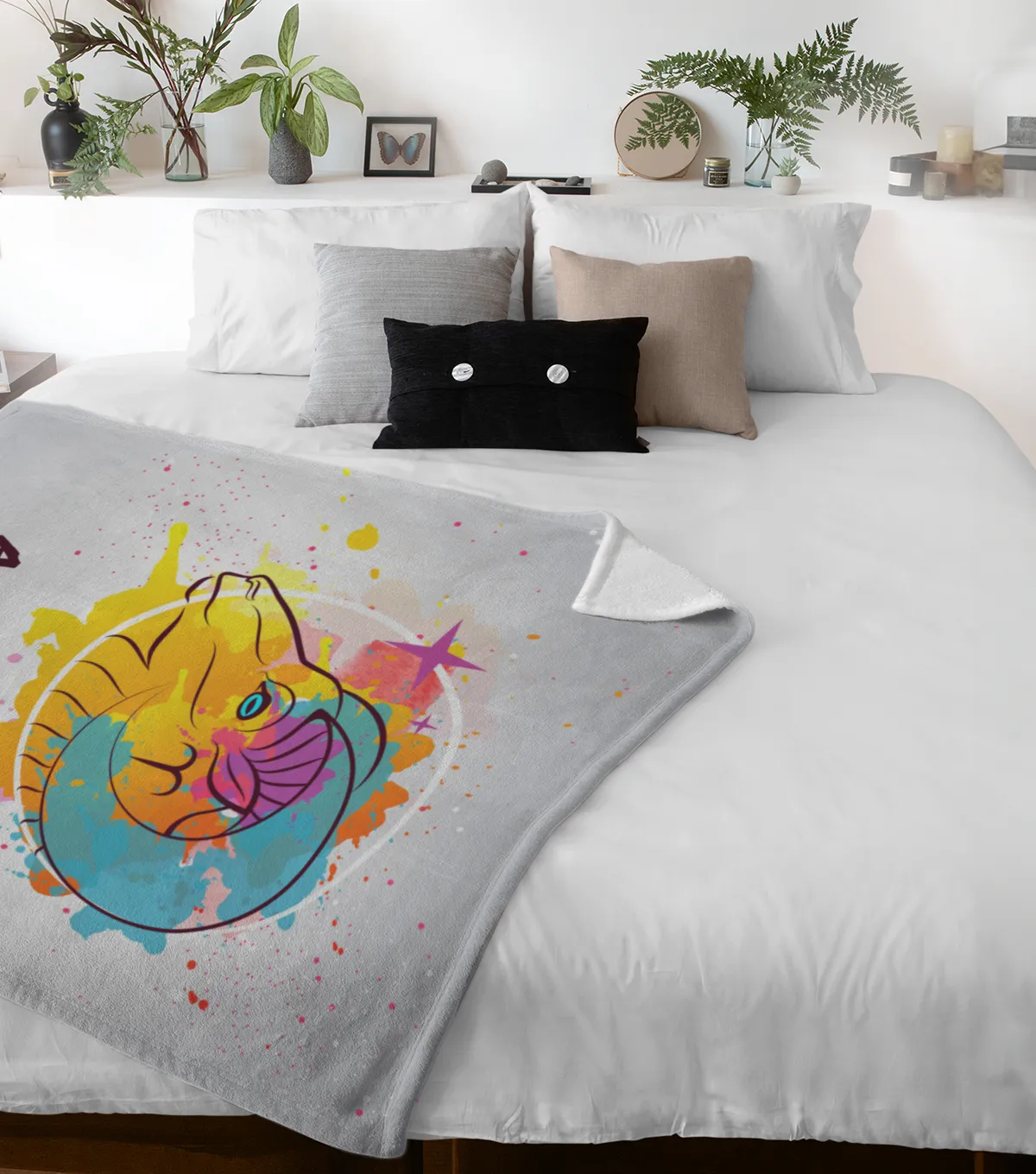 Sternzeichen Wohndecke Wassermann Splashes mit Namen personalisierbar