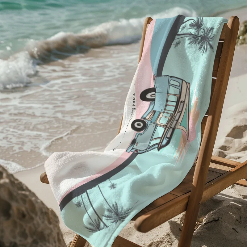Badetuch Sommer - mit Namen personalisierbar - personalisiertes Namens-Badetuch - Strandtuch mit Wunschtext - Vanlife