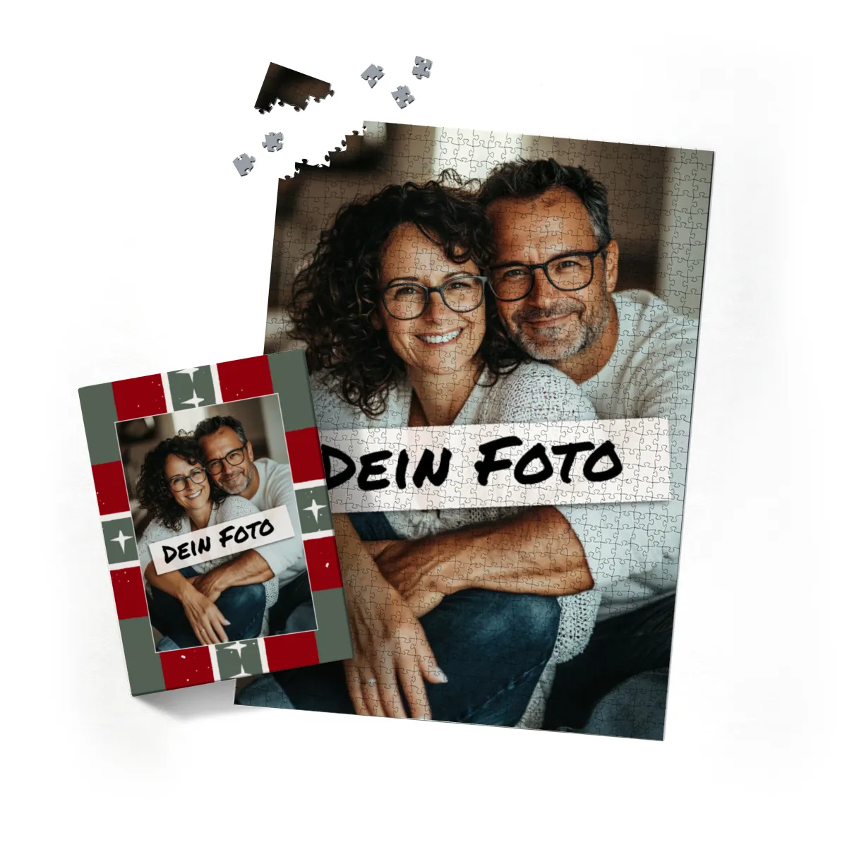 Fotopuzzle mit eigenem Bild - Fotopuzzle selbst gestalten 1000 Teile Hochformat - Schachtel Weihnachten Xmas 1 - 1000 Teile Puzzle mit Foto - Geschenk Weihnachten Xmas1 1000 Teile Hoch