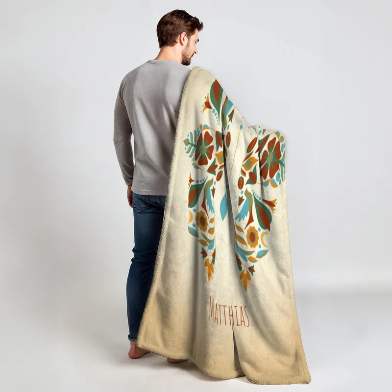 Sternzeichen Wohndecke Wassermann floral mit Namen personalisierbar