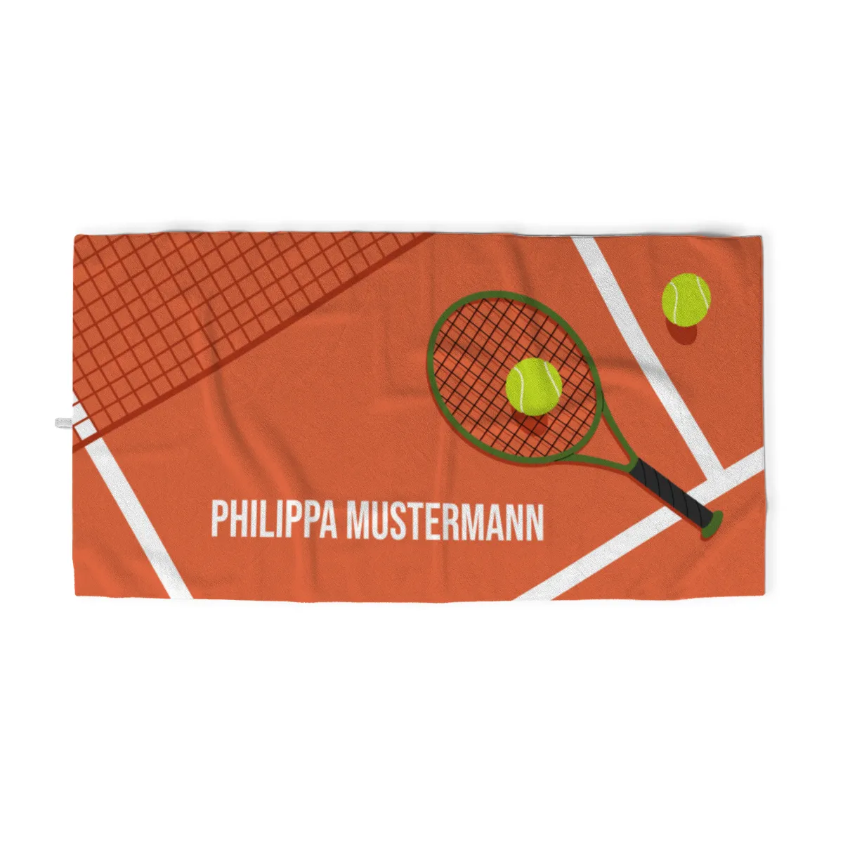 Badetuch Sport - mit Namen personalisierbar - personalisiertes Namens-Badetuch - Strandtuch mit Wunschtext - Tennis orange