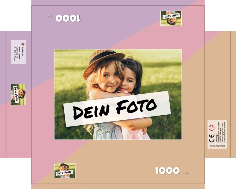 Fotopuzzle mit eigenem Bild - Fotopuzzle selbst gestalten 1000 Teile - Schachtel Pastellfarben - 1000 Teile Puzzle mit Foto - Geschenk Geburtstag Pastell 1000 Teile Quer