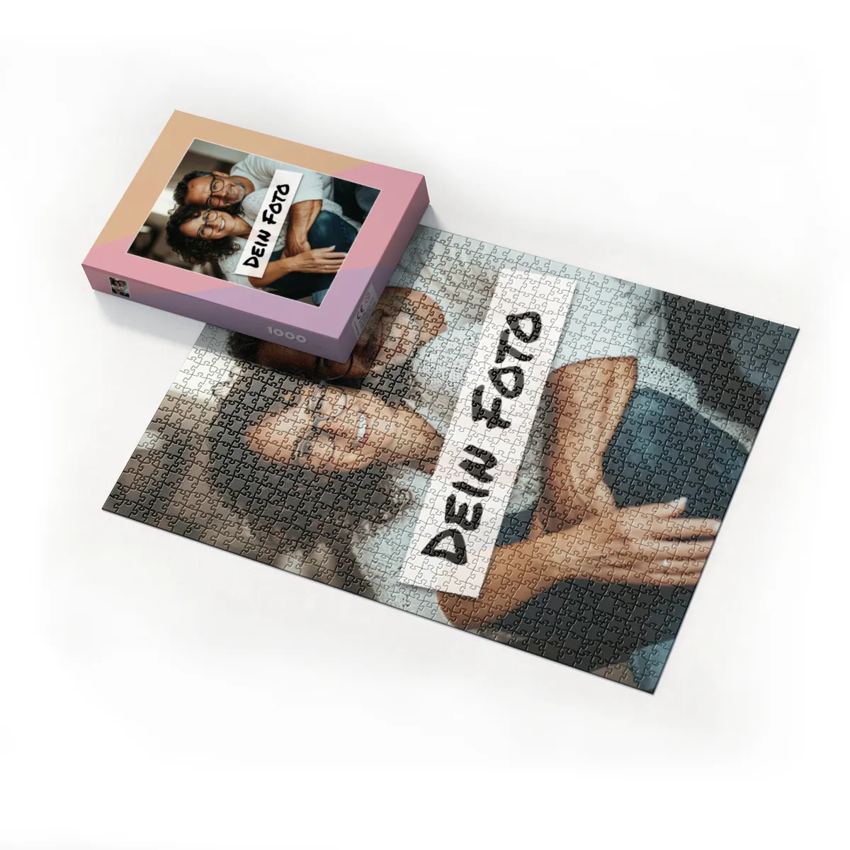 Fotopuzzle mit eigenem Bild - Fotopuzzle selbst gestalten 1000 Teile - Schachtel Pastellfarben - 1000 Teile Puzzle mit Foto - Geschenk Geburtstag Pastell 1000 Teile Quer