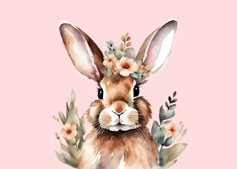 Fußmatte Hase mit Blümchen