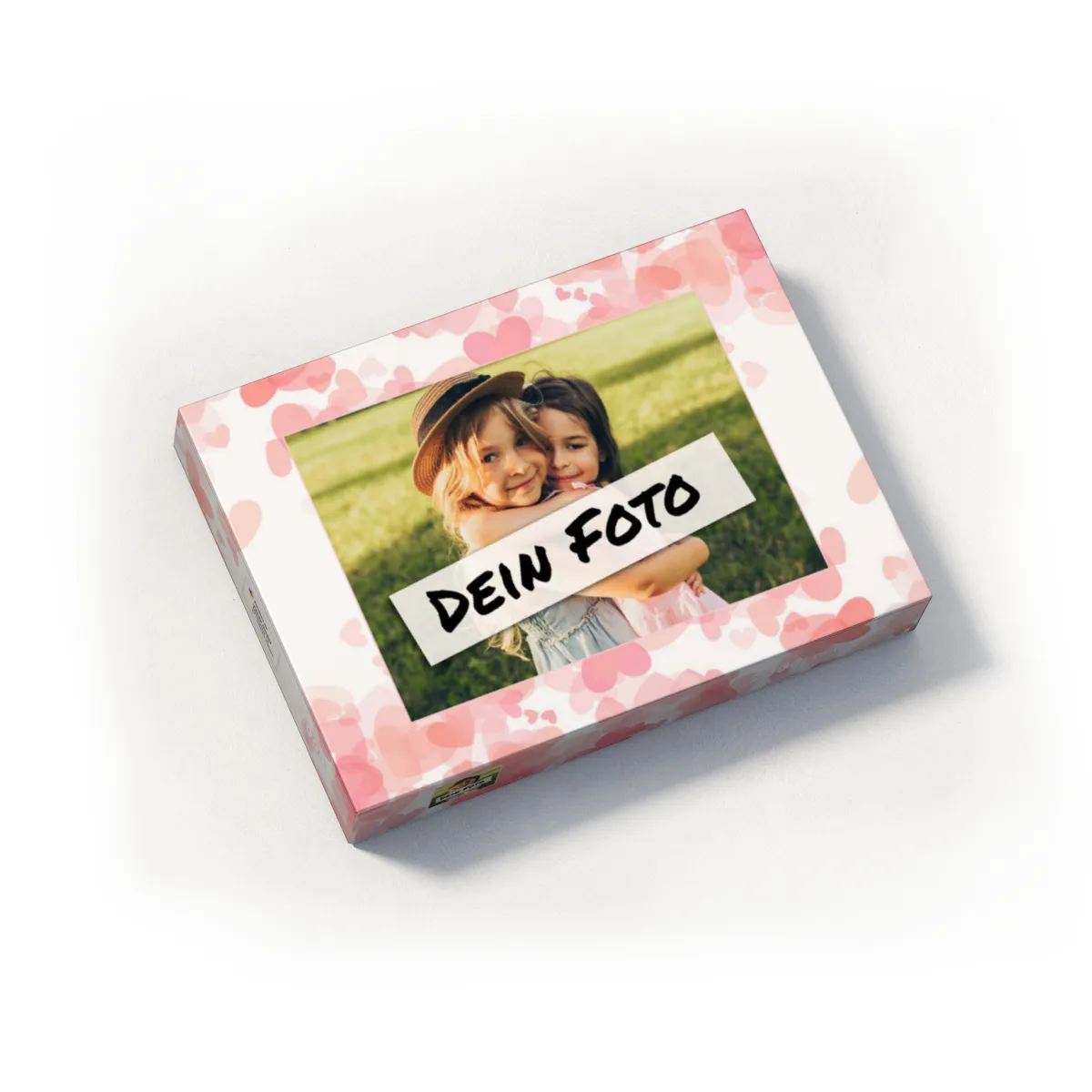 Fotopuzzle mit eigenem Bild - Fotopuzzle selbst gestalten 1000 Teile - Schachtel Herzen rosa - Puzzle mit Foto personalisiert - Geschenk Valentin Herzen rosa 1000 Teile Quer