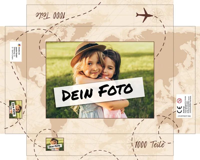 Fotopuzzle mit eigenem Bild - Fotopuzzle selbst gestalten 2000 Teile - Schachtel Weltreise - Puzzle mit Foto personalisiert - Geschenk Geburtstag Weltreise 2000 Teile Quer