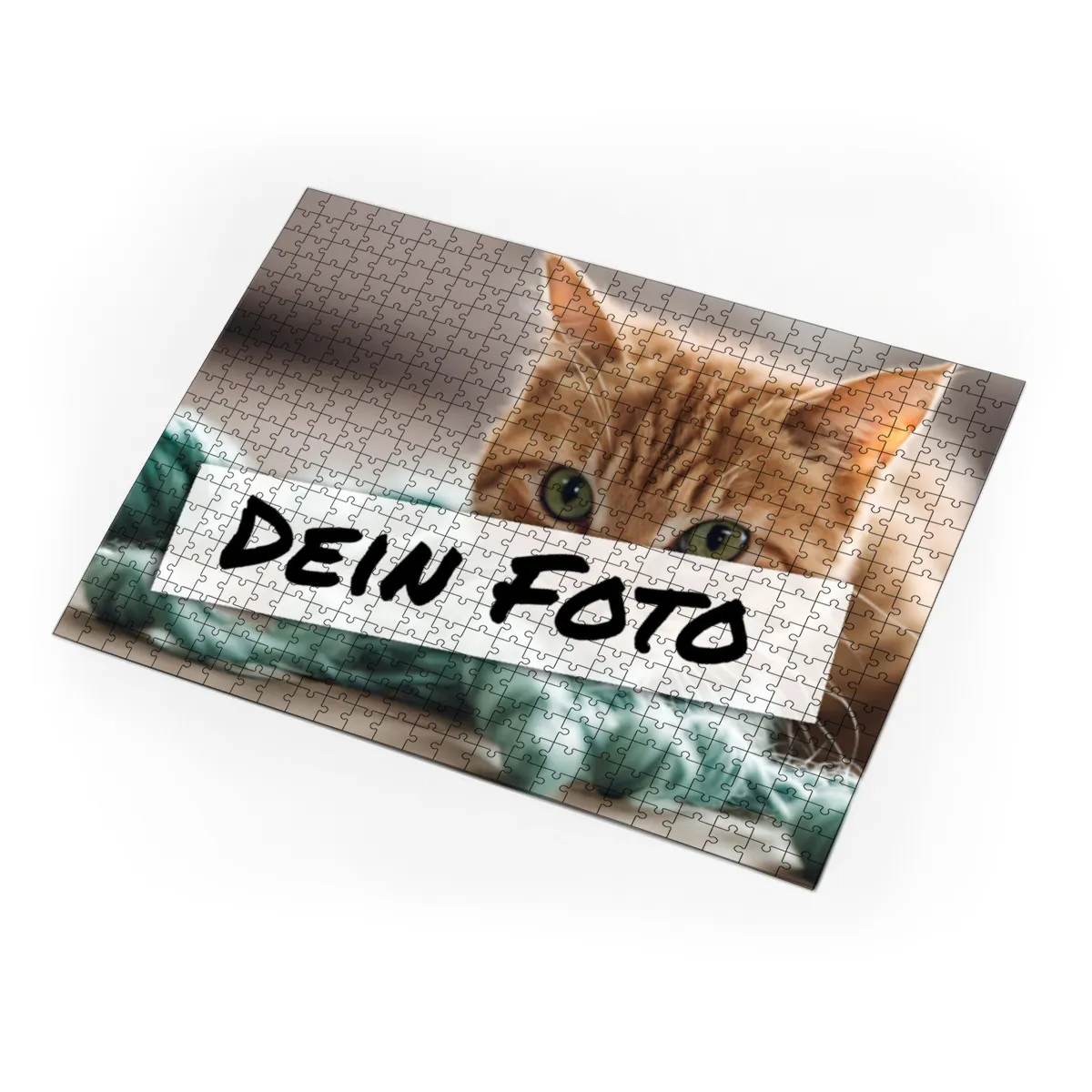 Fotopuzzle mit eigenem Bild - Puzzle selbst gestalten 1000 Teile - Schachtel Meow - mit Foto personalisiert - Geschenk Katzenfans Meow 1000 Teile Quer