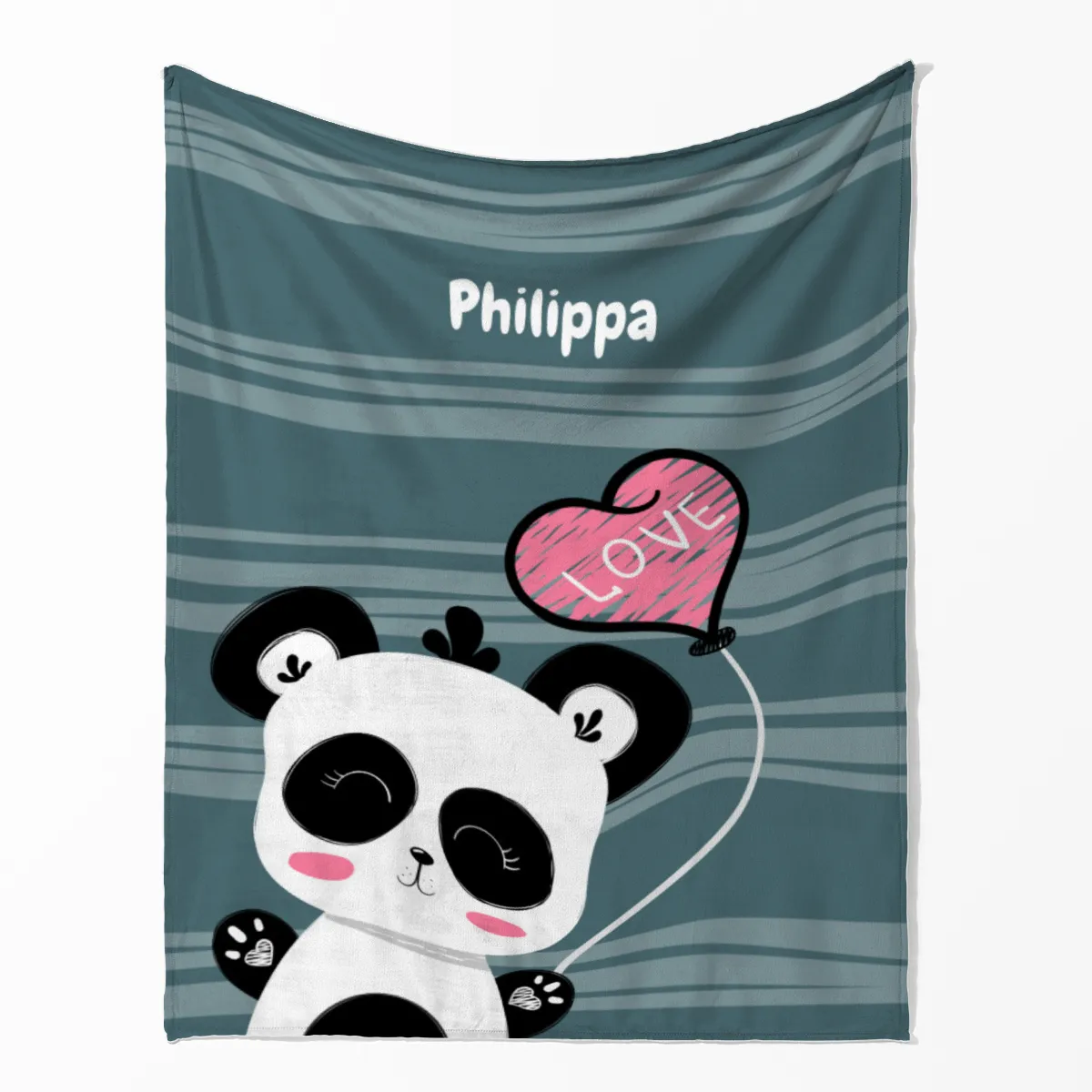 Babydecke mit Namen personalisierbar, Kuscheldecke, Namensdecke mit niedlichem Tiermotiv, Geschenkidee Geburtstag Motiv Panda Love 75 x 100 cm