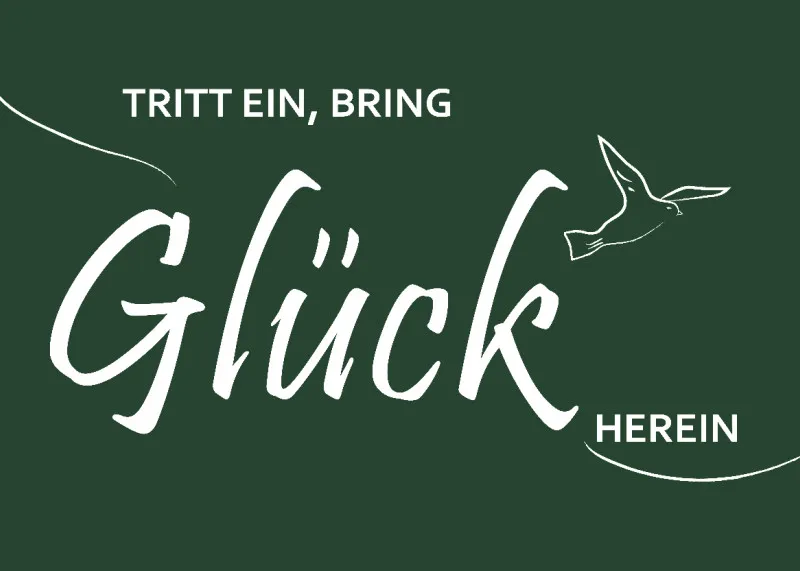 Spruch-Fußmatte Tritt ein, bring Glück herein - Schmutzfangmatte bedruckt Glück grün 70 x 50 cm