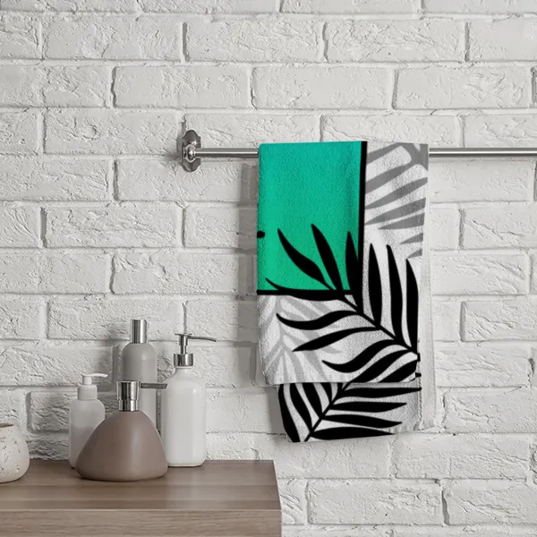 Badetuch Sommer - mit Namen personalisierbar - personalisiertes Namens-Badetuch - Strandtuch mit Wunschtext - Palmenblätter