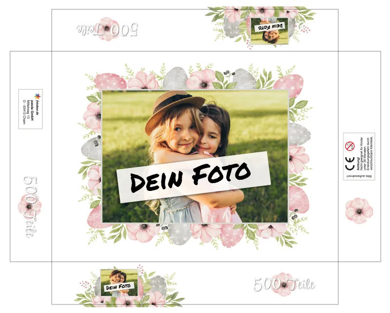 Fotopuzzle 500 Teile personalisiert Ostern - Box Osterblumen