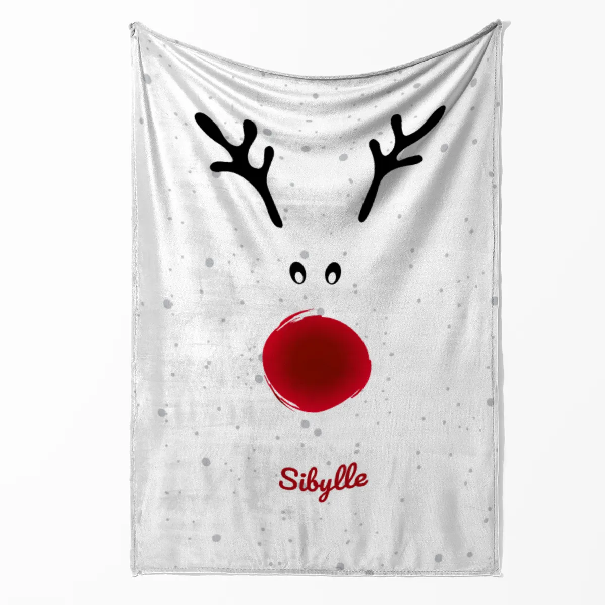 Personalisierte Babydecke Rentiernase - Babydecke mit Namen und Rentiermotiv - Babydecke mit Namen personalisierbar - Geschenkidee Weihnachten Baby Rentiernase 75 x 100 cm