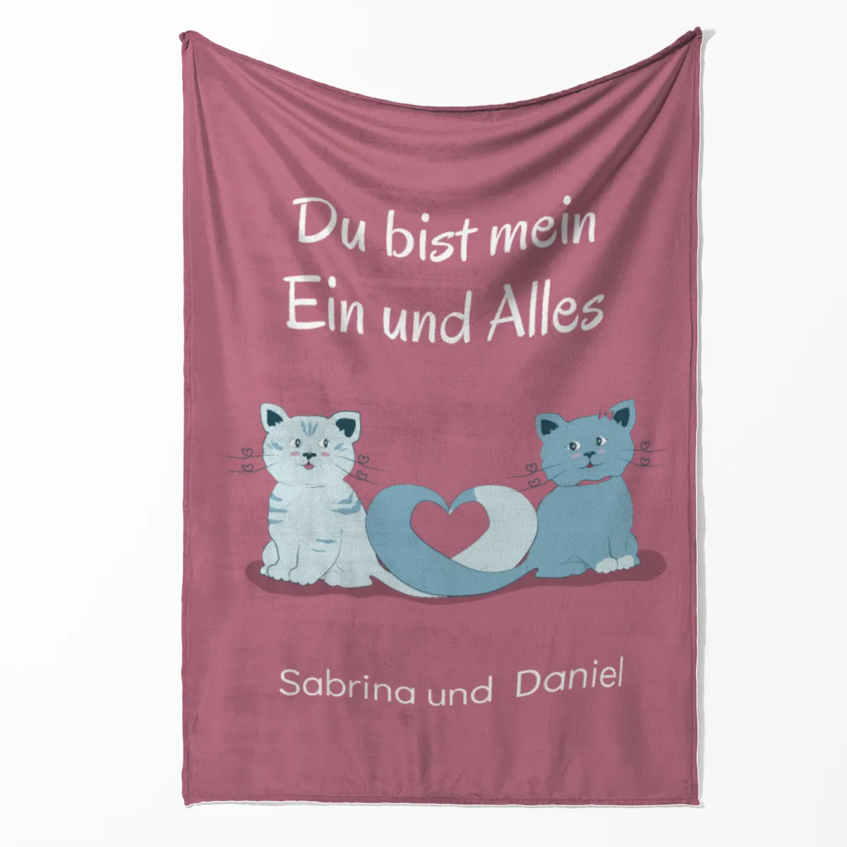 Kuscheldecke Verliebte Katzen - mit Namen personalisierbar - Geschenkidee für Verliebte Verliebte Katzen 140 x 200 cm