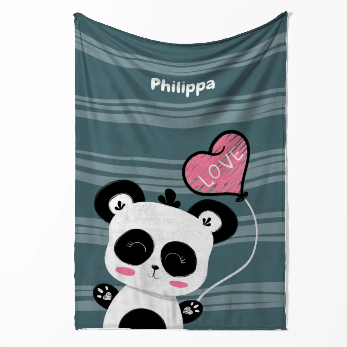 Babydecke mit Namen personalisierbar, Kuscheldecke, Namensdecke mit niedlichem Tiermotiv, Geschenkidee Geburtstag Motiv Panda Love 75 x 100 cm