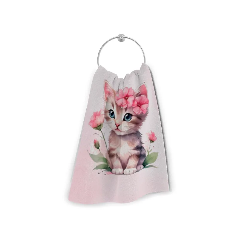 Handtuch mit Namen personalisierbar - personalisiertes Namens-Handtuch mit Wunschtext - Katze rosa