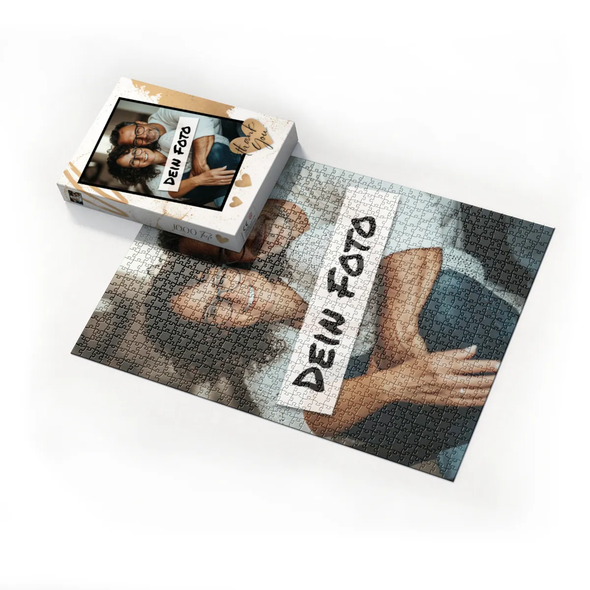 Fotopuzzle mit eigenem Bild - Puzzle selbst gestalten 1000 Teile - Schachtel Thank you - mit Foto personalisiert - Geschenk Geburtstag, Freundschaft