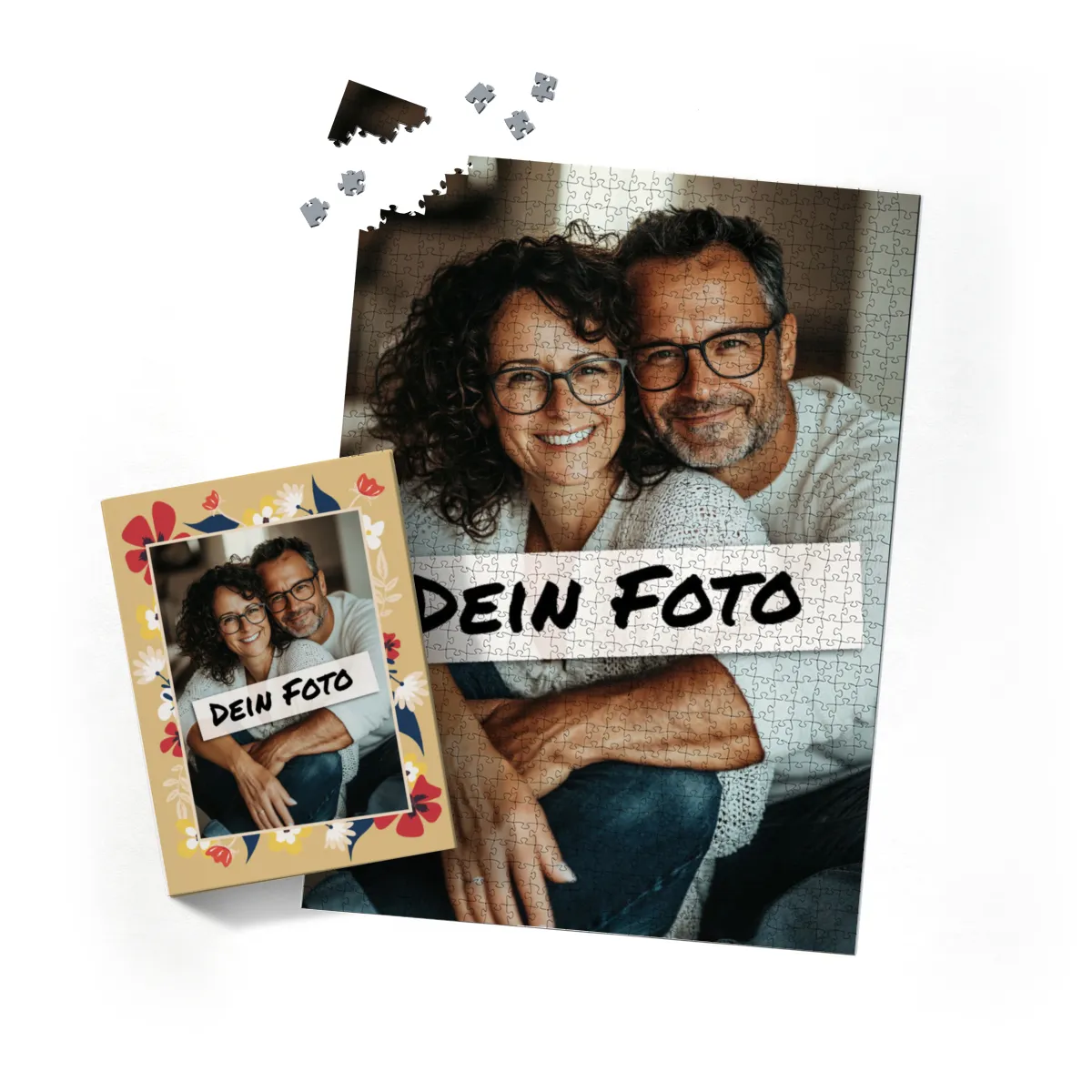Fotopuzzle mit eigenem Bild - Puzzle selbst gestalten 2000 Teile Querformat - Schachtel Flowers - mit Foto personalisiert - Geschenk Geburtstag, Muttertag