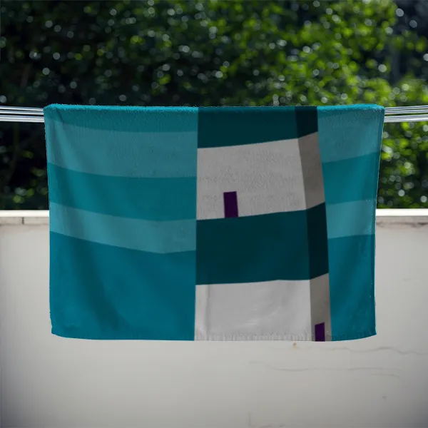 Badetuch Sommer - mit Namen personalisierbar - personalisiertes Namens-Badetuch - Strandtuch mit Wunschtext - Leuchtturm