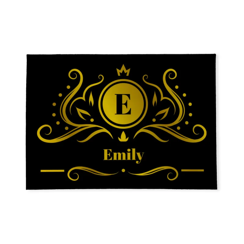 Fußmatte mit Initial und Namen personalisierbar - Geschenkidee Einzug, Geburtstag, Richtfest - Fussmatte mit Namen - Motiv Krönchen ornamental 1 70 x 50 cm