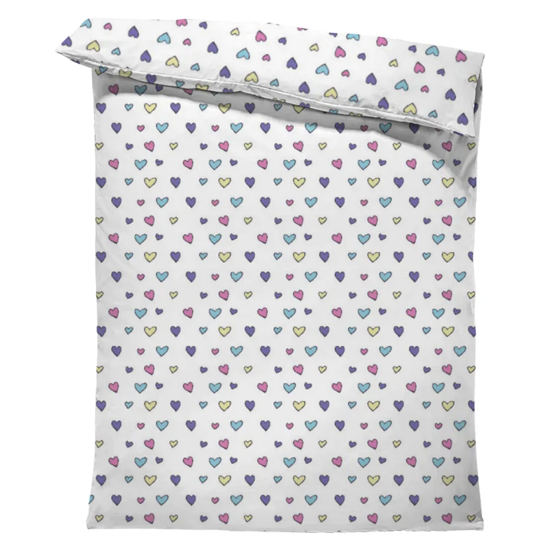 Kinderbettwäsche-Set Colorful Hearts Mikrofaser