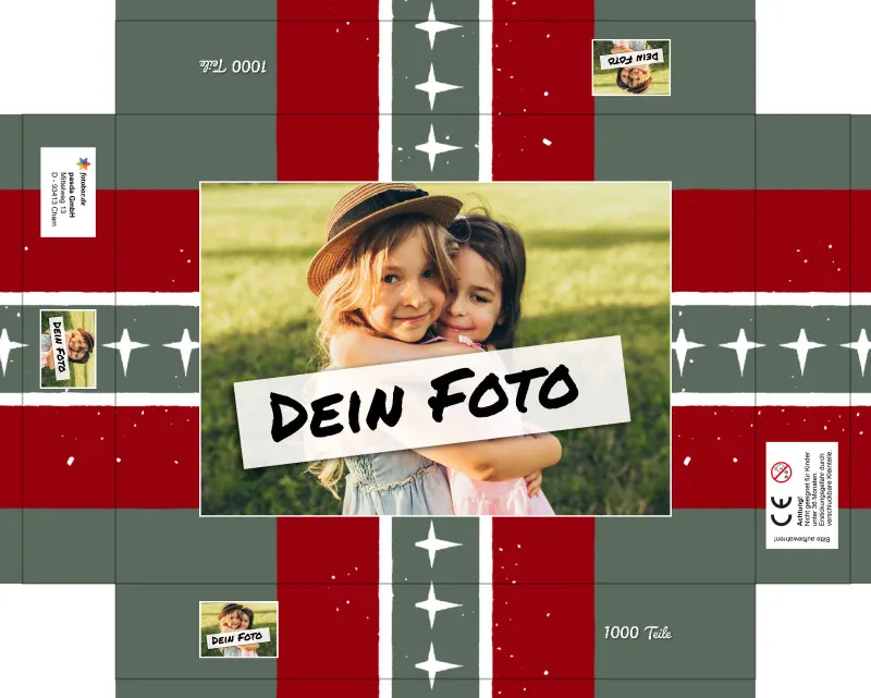Fotopuzzle mit eigenem Bild - Fotopuzzle selbst gestalten 1000 Teile Hochformat - Schachtel Weihnachten Xmas 1 - 1000 Teile Puzzle mit Foto - Geschenk Weihnachten Xmas1 1000 Teile Hoch