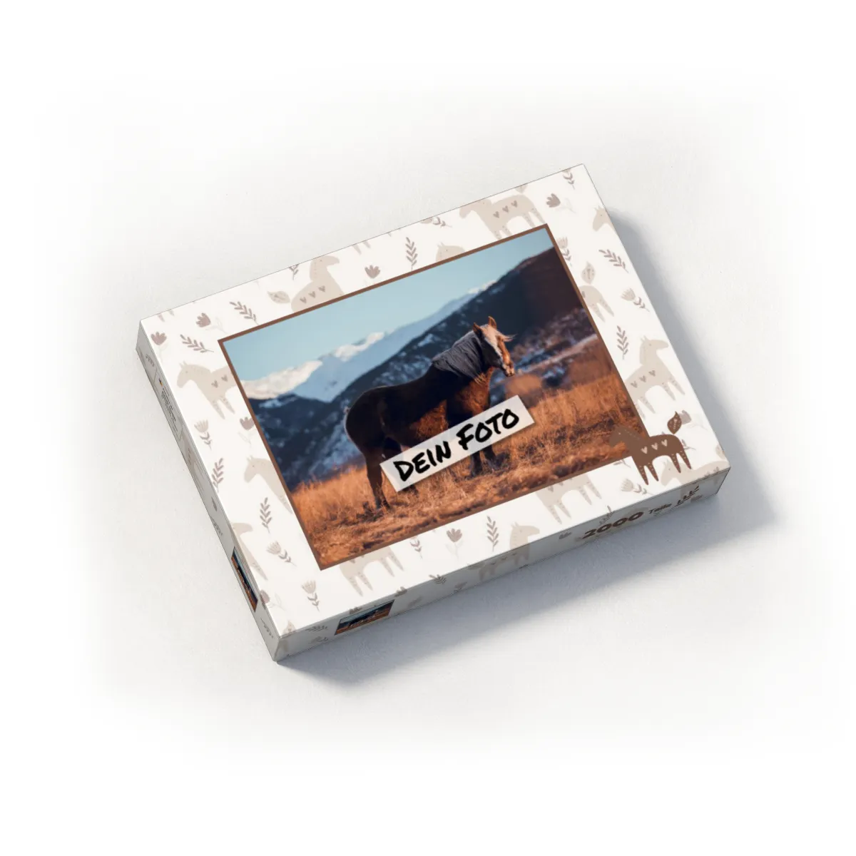 Fotopuzzle mit eigenem Bild - Fotopuzzle selbst gestalten 1000 Teile - Schachtel Skandipferde- Puzzle mit Foto personalisiert - Geschenk Geburtstag, Pferdefans Skandipferde 1000 Teile Quer