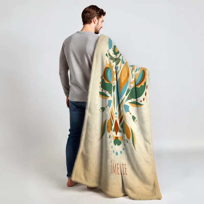 Sternzeichen Wohndecke Wassermann floral mit Namen personalisierbar